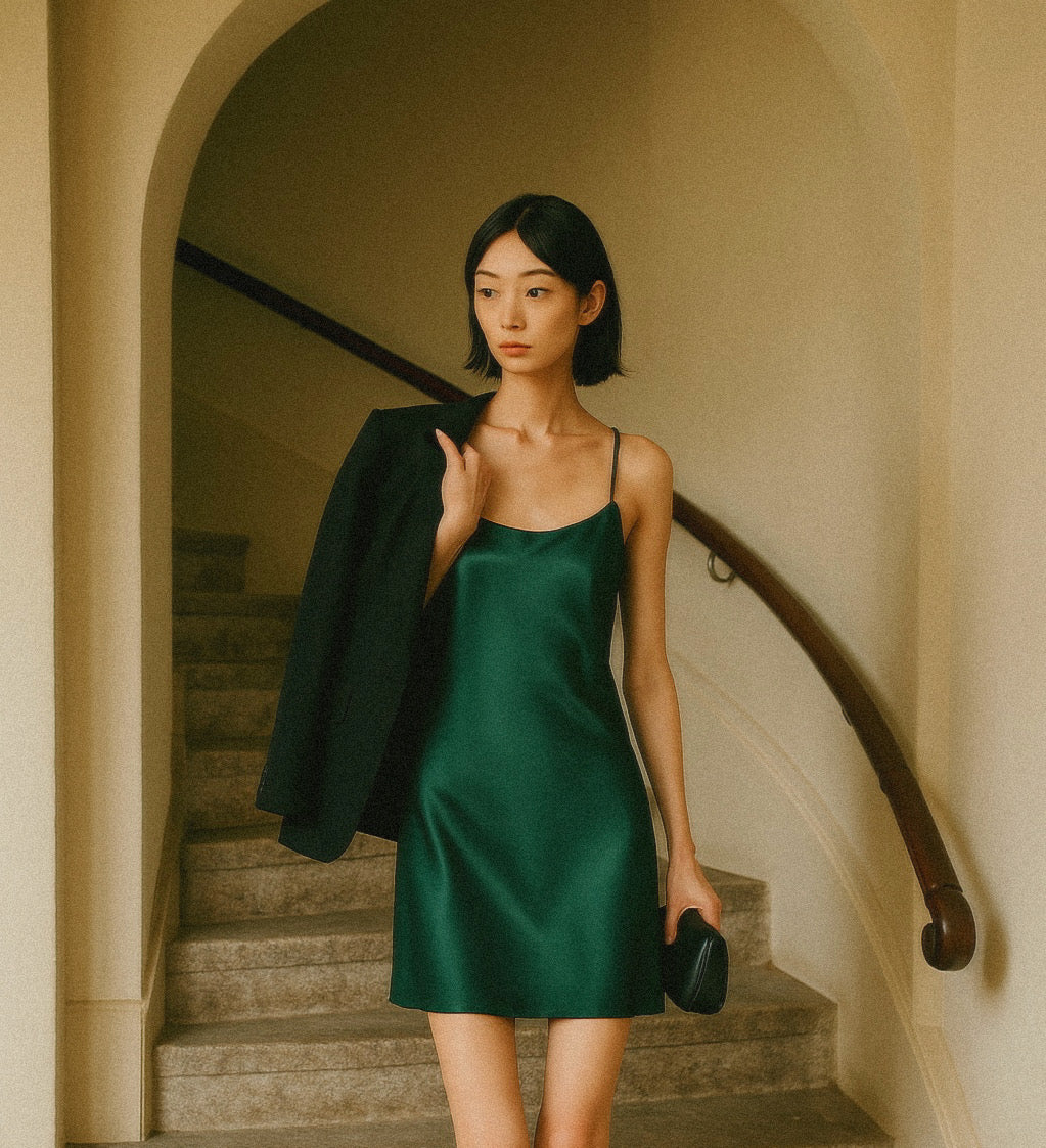 Мини сатенена рокля "Emerald"