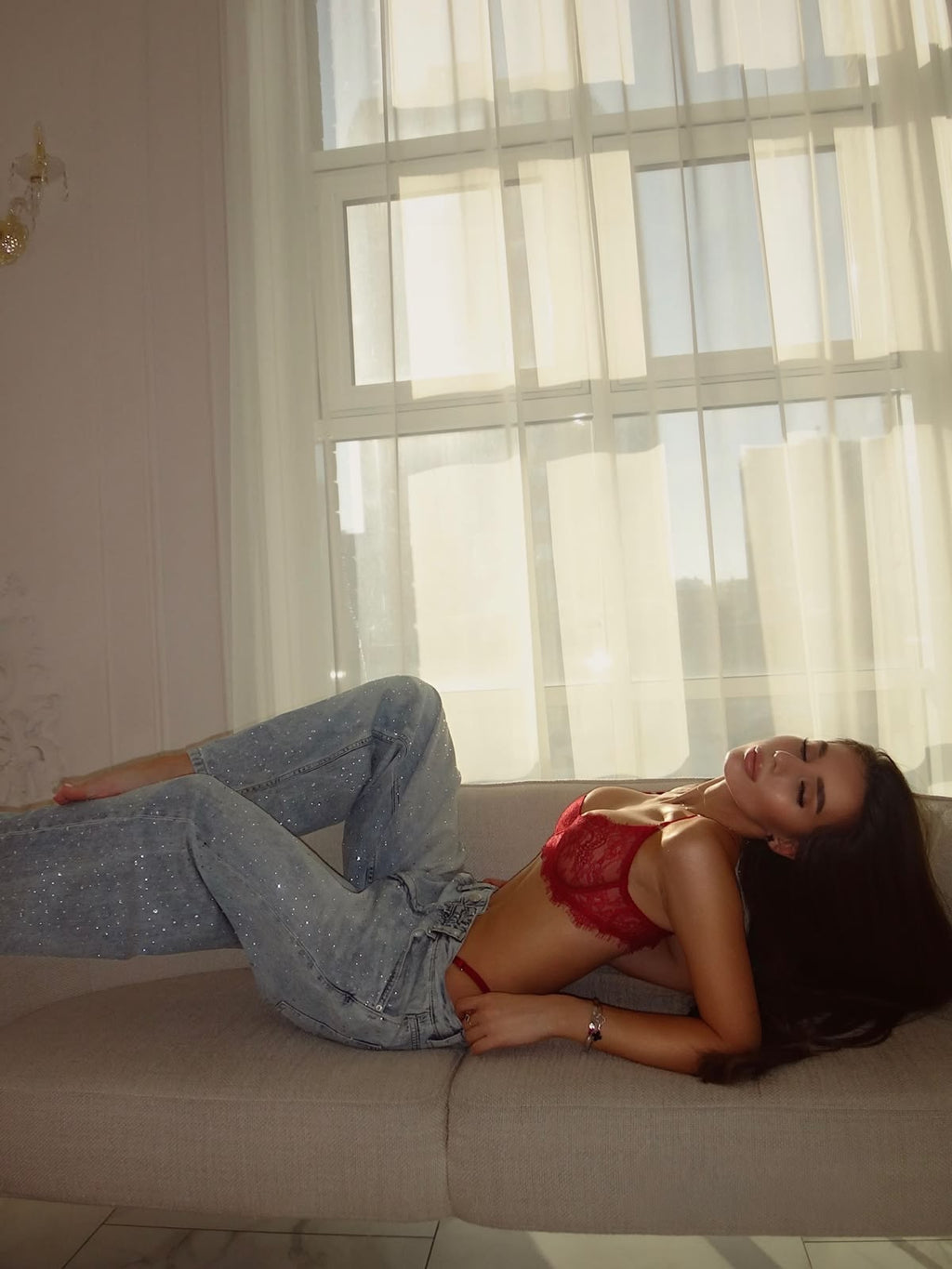 Red lace Lingerie Луксозен дантелен сет “Christina”