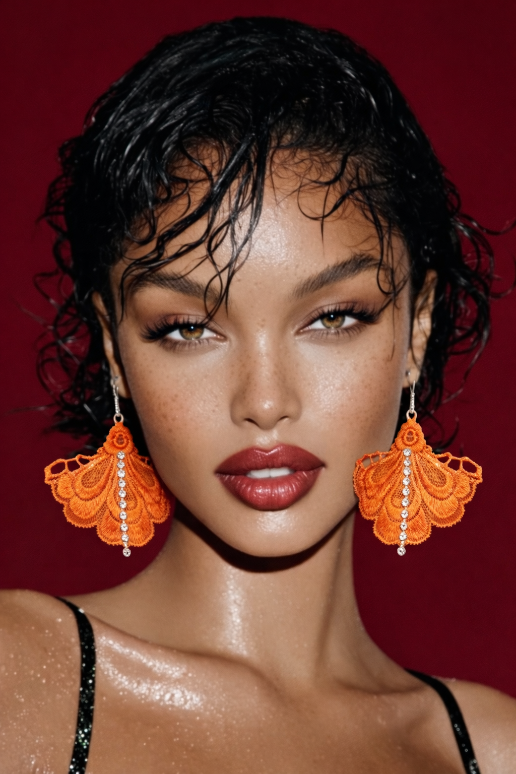 Дизайнерски дантелени обеци “MALIEA STONE”