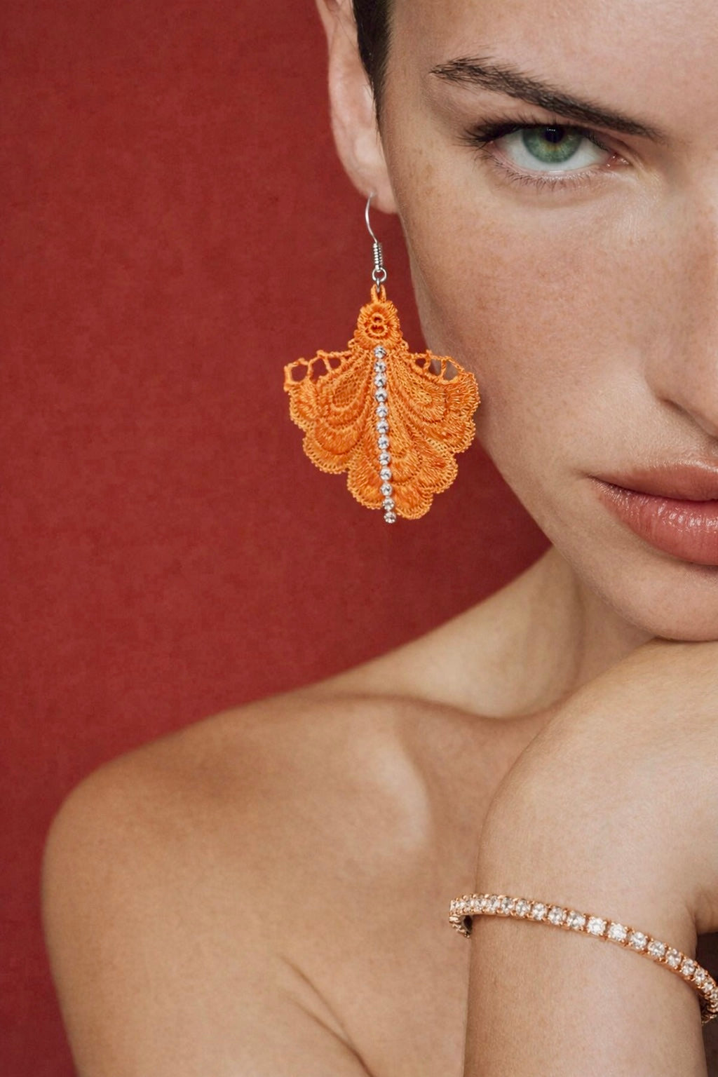 Дизайнерски дантелени обеци “MALIEA STONE”