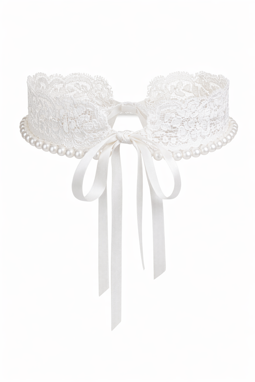 Дантелен чокър с перли “WHITE COSMO”